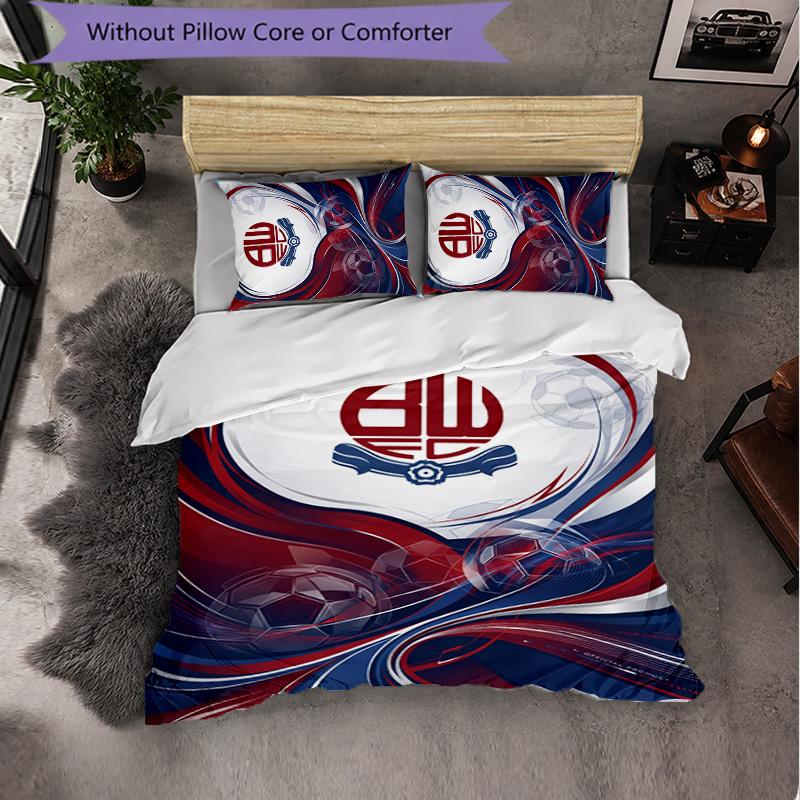 Bolton Wanderers FC Themed Bedding 3Pcs Duvet Cover Set Decorative Bed Linen For Teen Room Home Decoration