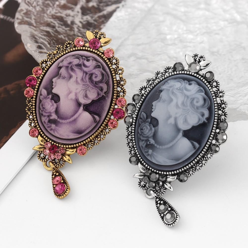 Retro Bohemian Style Palace Beauty Head Brooch Charm Women's Brooch Fashion New Party Jewelry Accessories Gift