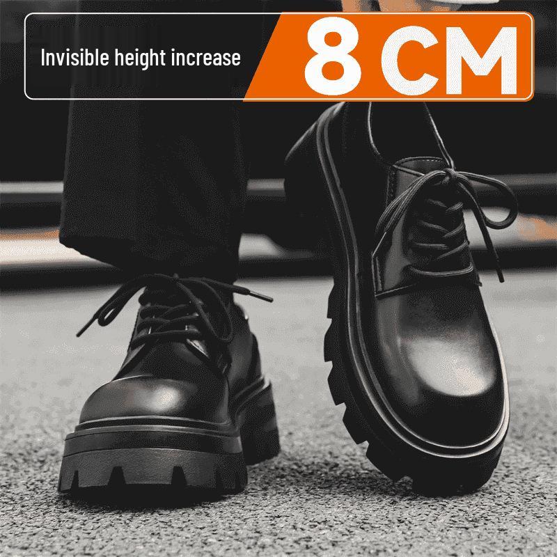 

Мужские туфли дерби Invisible Lift с толстой подошвой и круглым носком - Повседневные кожаные рабочие ботинки 44 (Sneaker Size)