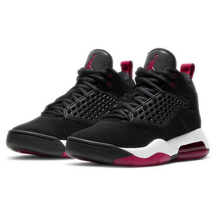 New Jordan Maxin 200 Mid Top Children's Basketball Shoes Black Red Teenagers CD6123-006