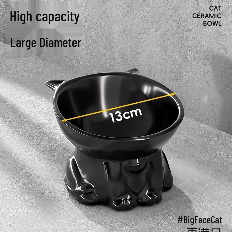 Bol Incliné Noir pour Chat et Chien | Design en Plastique sur Pieds Hauts | Protège la Colonne Cervicale | Anti-Basculement