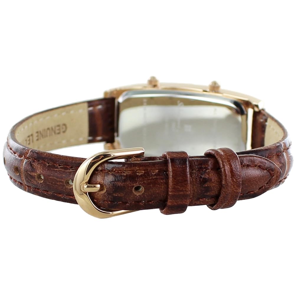 Watch Leather Strap Rectangular Square Dual Time [Salvatore Mara] Women's [] (no.5 Brown)