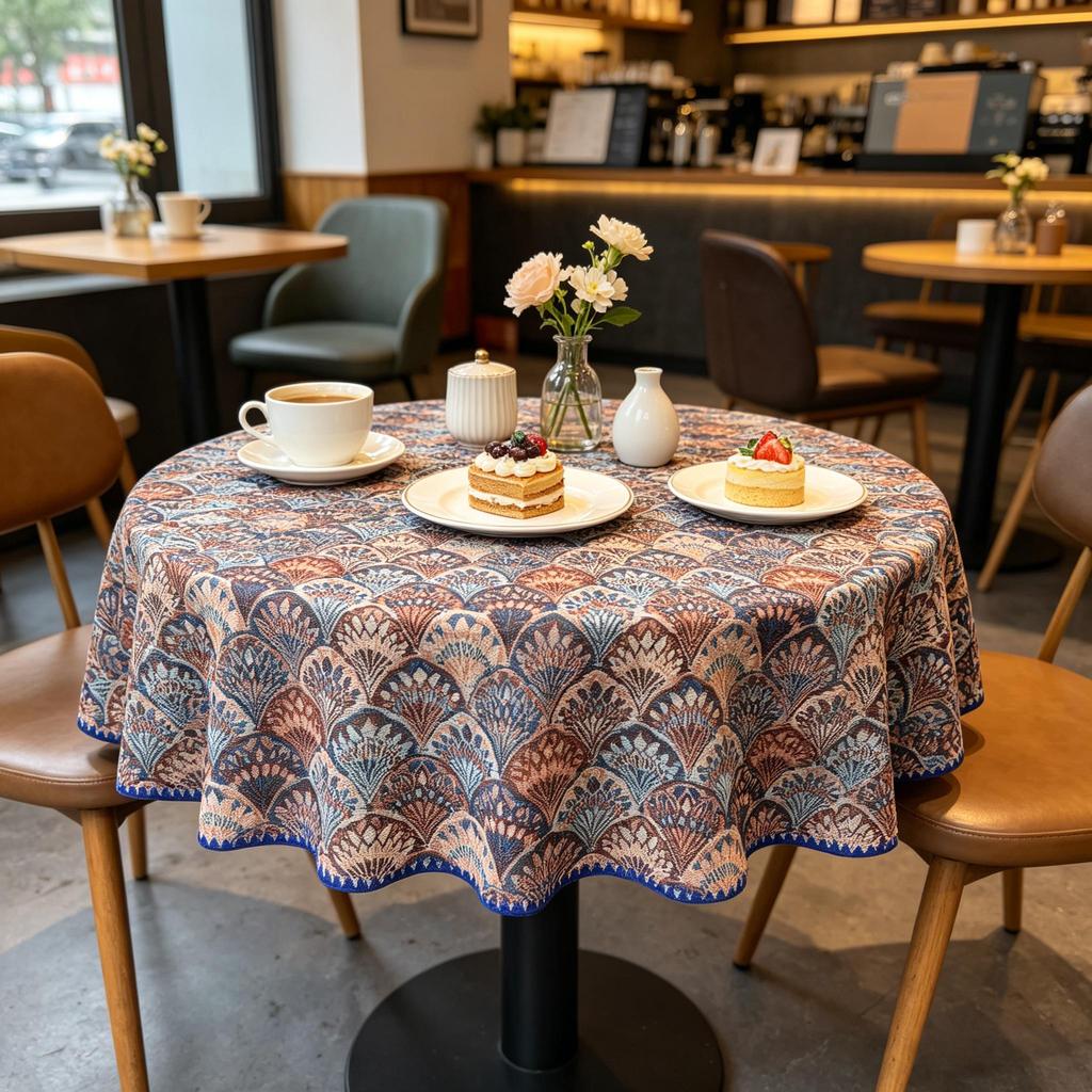Dining Kitchen Indoor Furniture Protection Washable Fabric Round Table Cloth