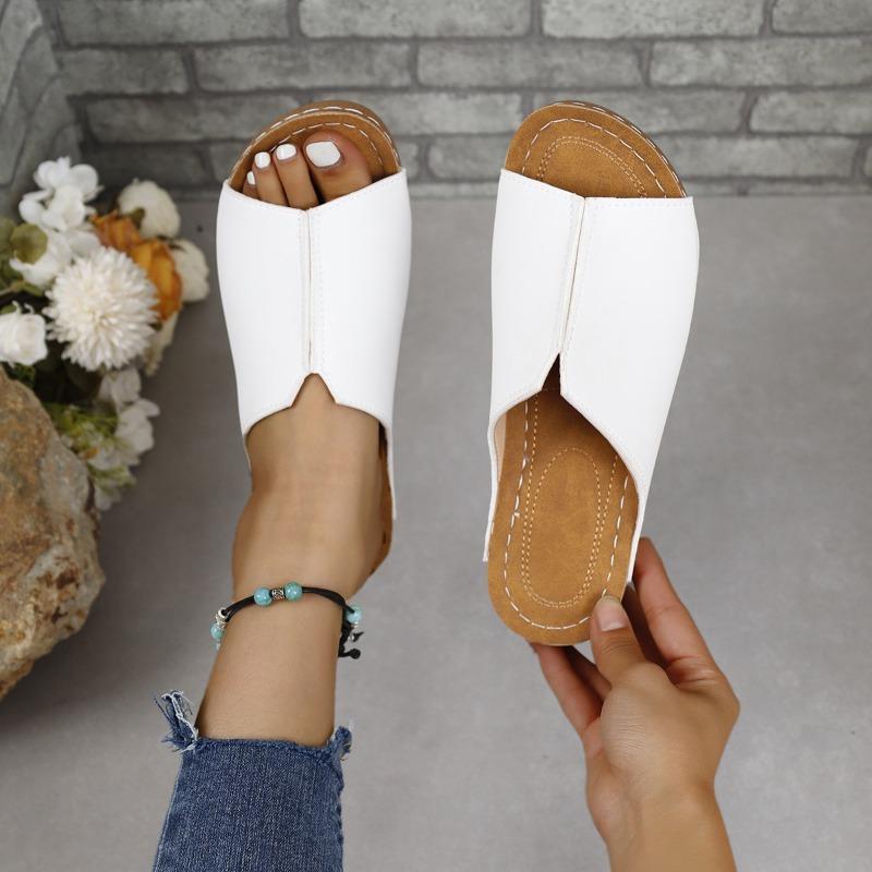 

Spring and summer new sandals women s outer wear women s shoes comfortable slope heel thick sole simple slippers 36