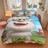 Happy White Fluffy Monster Print 3Pcs Bedding Set,Duvet Cover with 2 Bedro,Pillowcase Home Birthday Gift