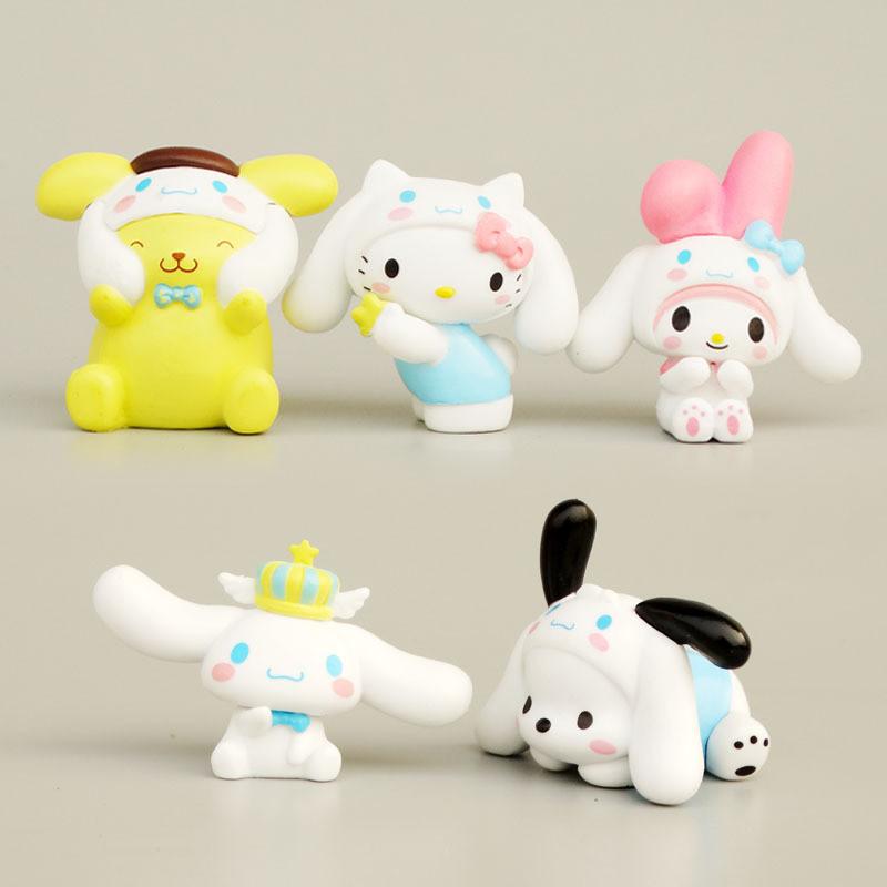 Adorable Sanrio Characters Cute Cartoon Kuromi My Melody Cinnamoroll Figure Toys Set