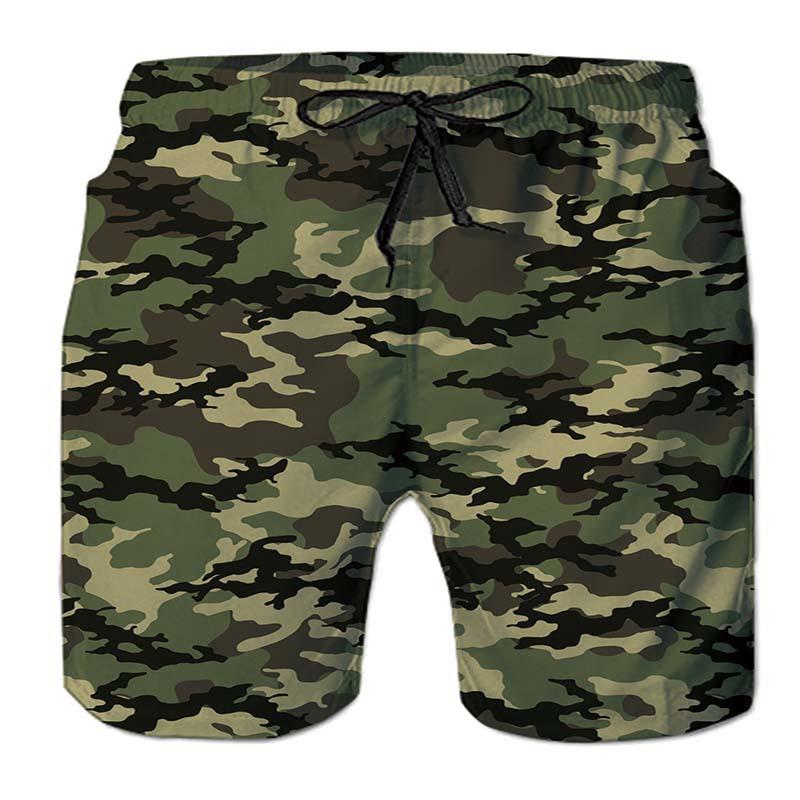 3D Digital Printed Men's Beach Shorts Hawaiian Camouflage Style Loose Casual Shorts