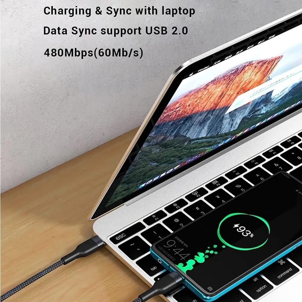 Cavo di Ricarica Rapida Dati USB C-Type C Corto da 61W 1.11M per iPhone 16 17 Huawei Samsung Xiaomi Power Bank Portatile Tablet