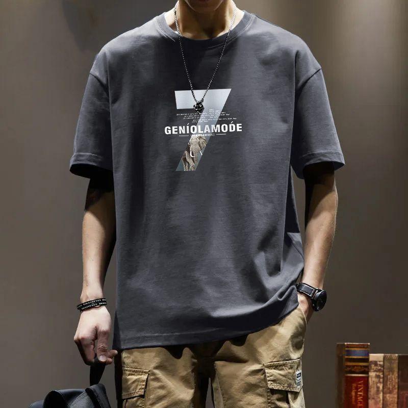 

Мужская футболка с коротким рукавом с принтом, хлопок, летние топы 3XL