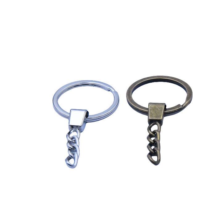 

Bronze Alloy 30mm Key Ring with Chain - Small Square Design