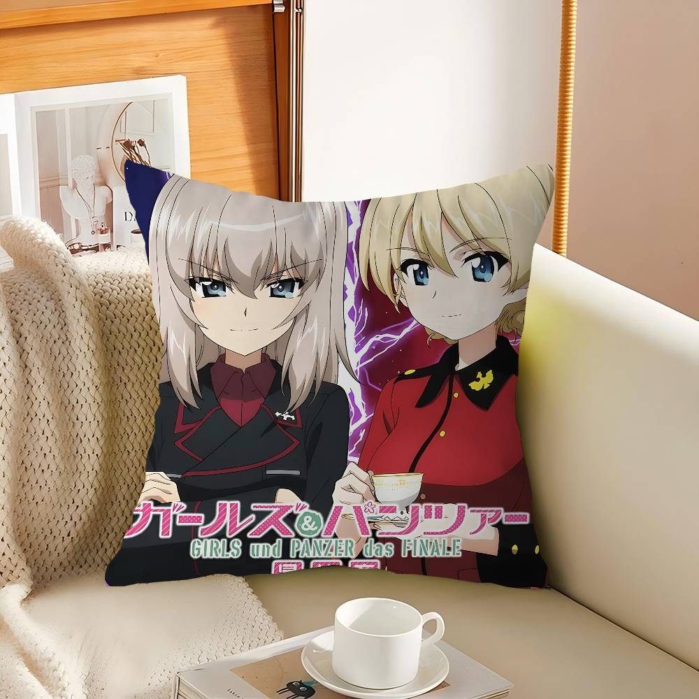 Girls Und Panzer Das Finale Cover With Short Plush Print For Living Room Sofa Decoration Cushion Cover Pillow Covers