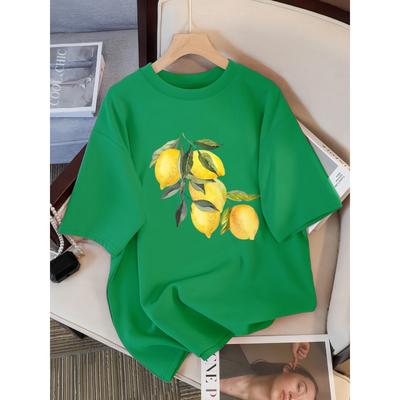 Summer Creative Lemon Pattern Female Casual Soft Tops Fashion Cool Tee Clothing Cotton Street Short Sleeve For Women T-Shirts