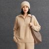 Women's Cashmere Floral Half-Zip Pullover - Autumn/Winter Lazy Style Knitwear