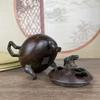 Style Double-Eared Three-Legged Incense Burner Ornament Antique Collection Alloy Beast Lid Furnace Home Buddha Hall Deco