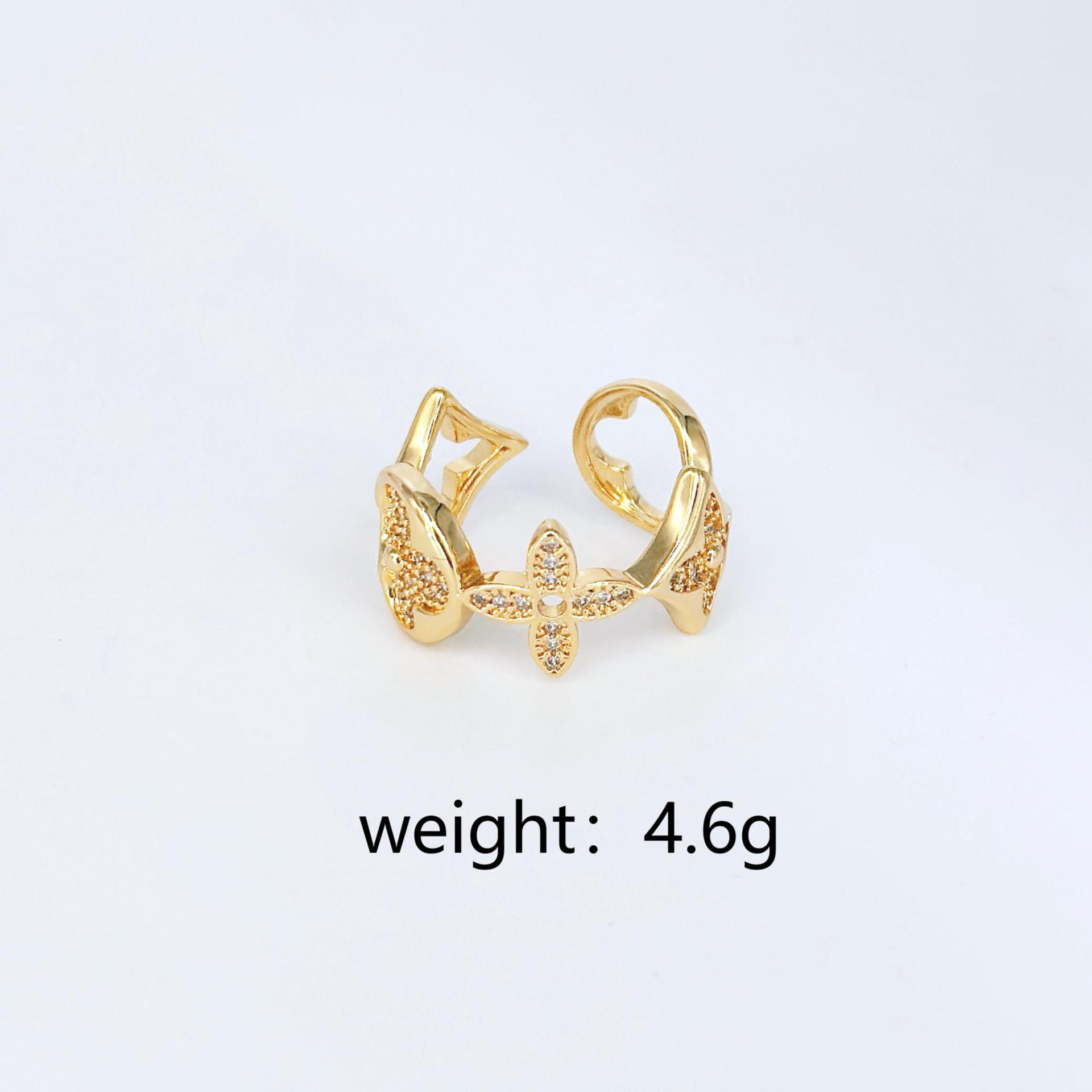 

Модное высококачественное позолоченное женское геометрическое кольцо с бриллиантовой инкрустацией в виде четырехлистного цветка, женское персонализированное кольцо ветра золотой