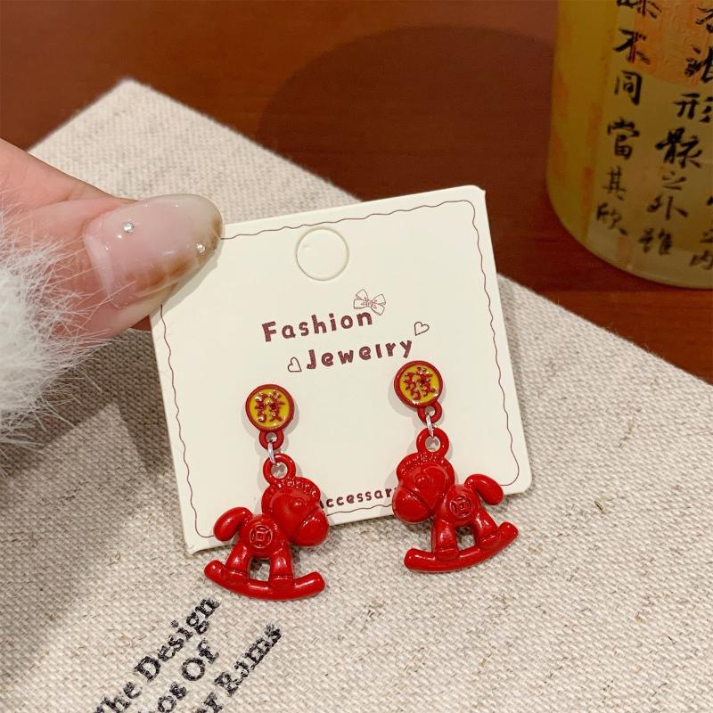 Creative Unique Cartoon Animal Colt Horse Earrings For Women Girl Cute Animal Little Horse Ear Stud Jewelry New Year Gift