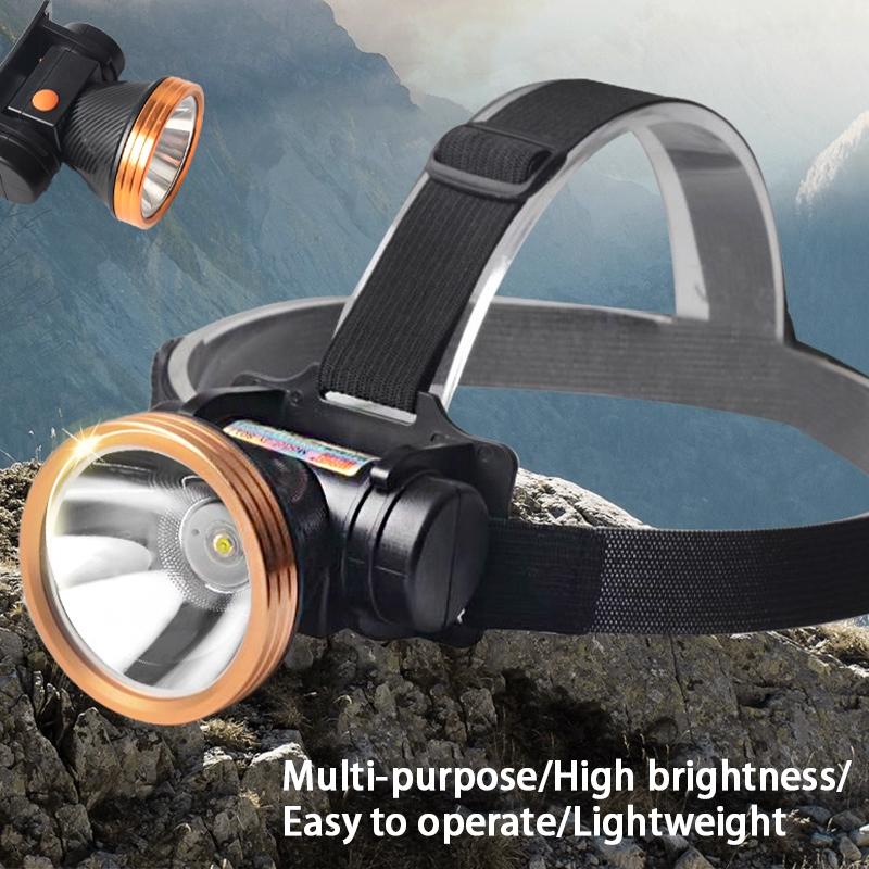Wysokomocna wodoodporna latarka czołowa LED o dalekim zasięgu, ładowana przez USB, odpowiednia do biwakowania na świeżym powietrzu i noszenia