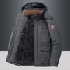 Men's Winter Cotton Jacket with Fleece Lining, Thickened Style for Middle-Aged and Elderly - Medium-Long, Padded Coat.