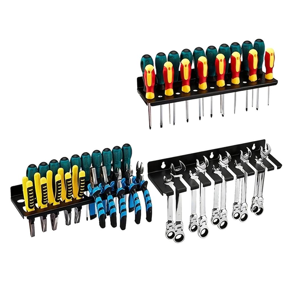Wall Mount Tool Organizer for Screwdrivers Pliers and Wrenches Metal Tool Holder Rack for Garage or Workshop Storage