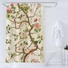 Watercolor Floral and Birds Floral Shower Curtain with Hooks - Waterproof and Minimalist Design for Bathroom Home Decor Curtain