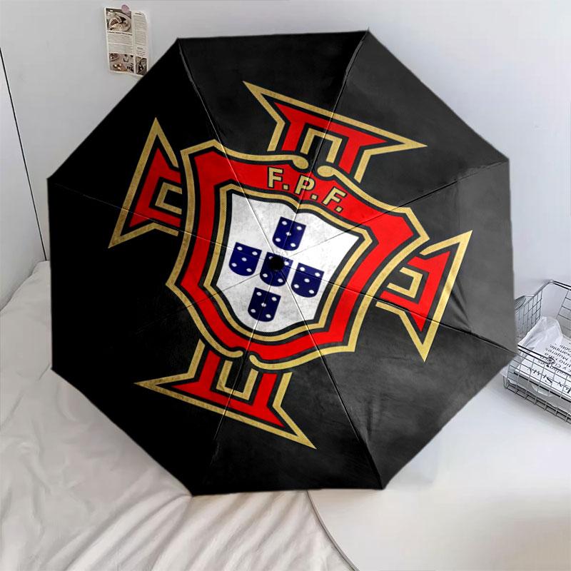 1 PC Automatic Folding Umbrella - Portugal National Football Logo Pattern, Portable & Foldable Design with 8 Ribs, Christmas Birthday Gifts