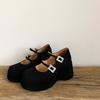 Fashion 2025 New Spring Platform Mary Jane Elegant Shoes Round Toe Crystal Belt Buckle Wedges Pumps Flat Platform Shoes