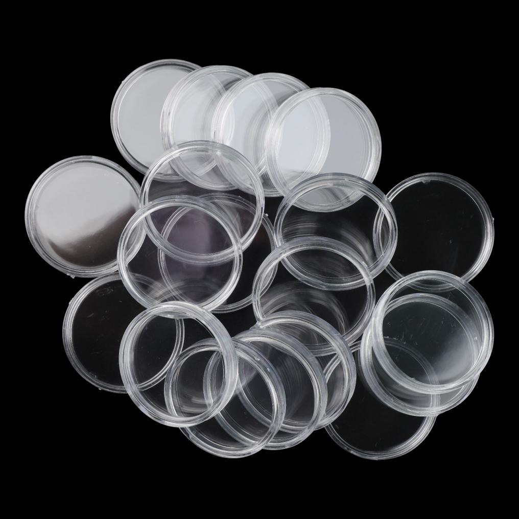100Pcs Coin Storage Cases Clear Capsules Round Portable Plastic Tokens
