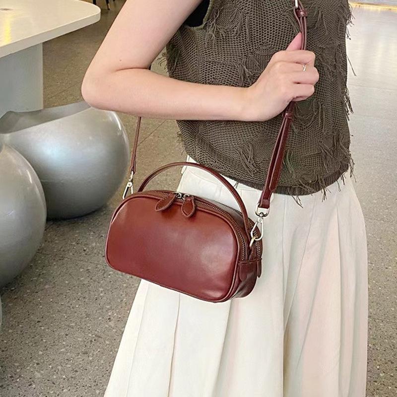 Luxury Women's Genuine Leather Crossbody Handbag - Versatile Mini Cowhide Design