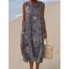 Summer new sleeveless pocket casual printing temperament long dress dress slim dress