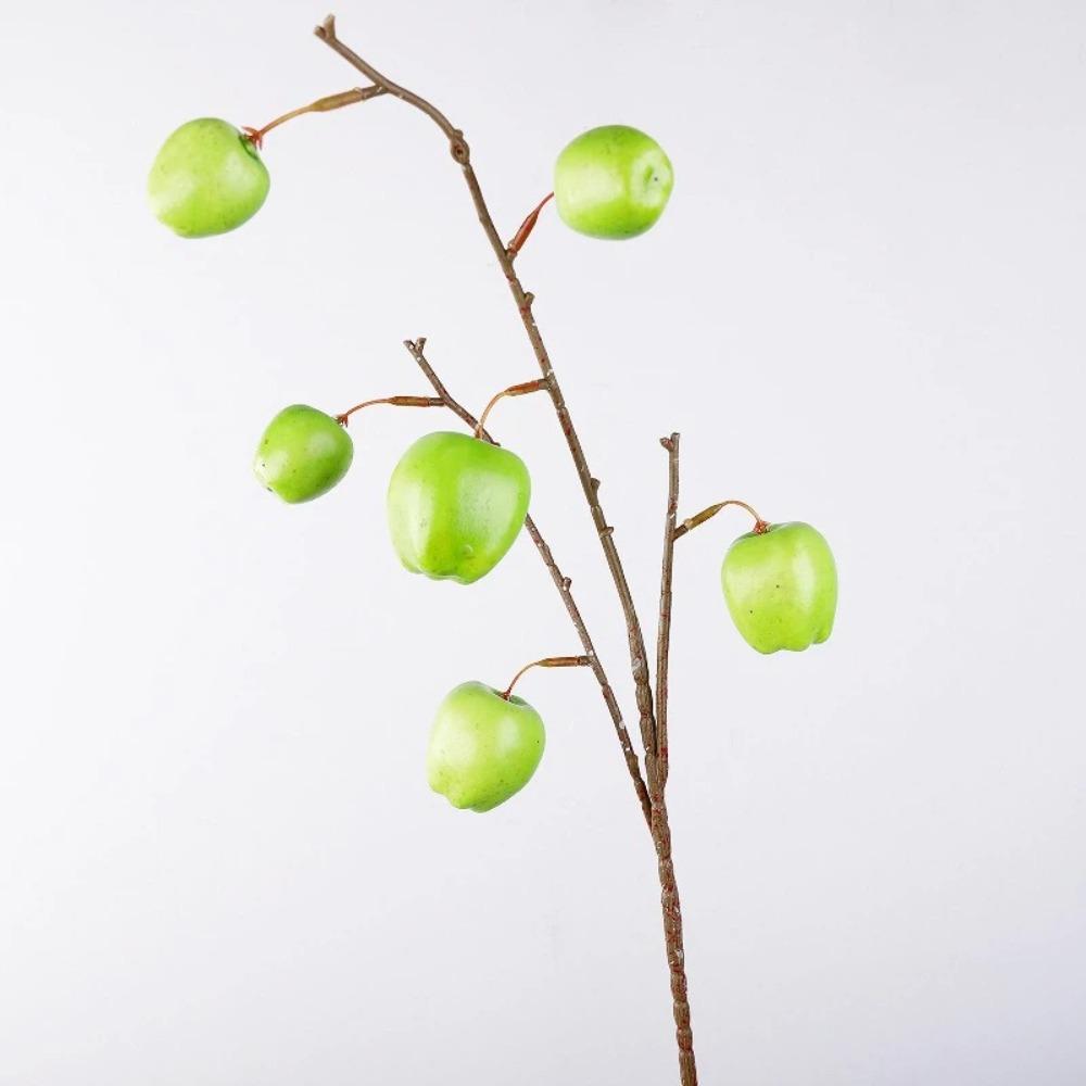 

6 Fruit Artificial Fruit Branch Plastic Long Branches Simulation Red Delicious Handmade Realistic Fake Plants Wedding Decor зелёный