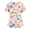 Damenmode V-Ausschnitt Kurzarm Overalls mit Taschen Print Tops Kleidung