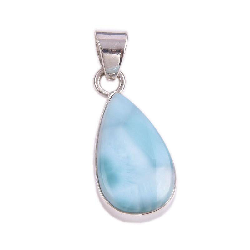 Natural Republic Larimar Gemstone Handmade 925 Solid Silver Pendant 1.5" Q2v39