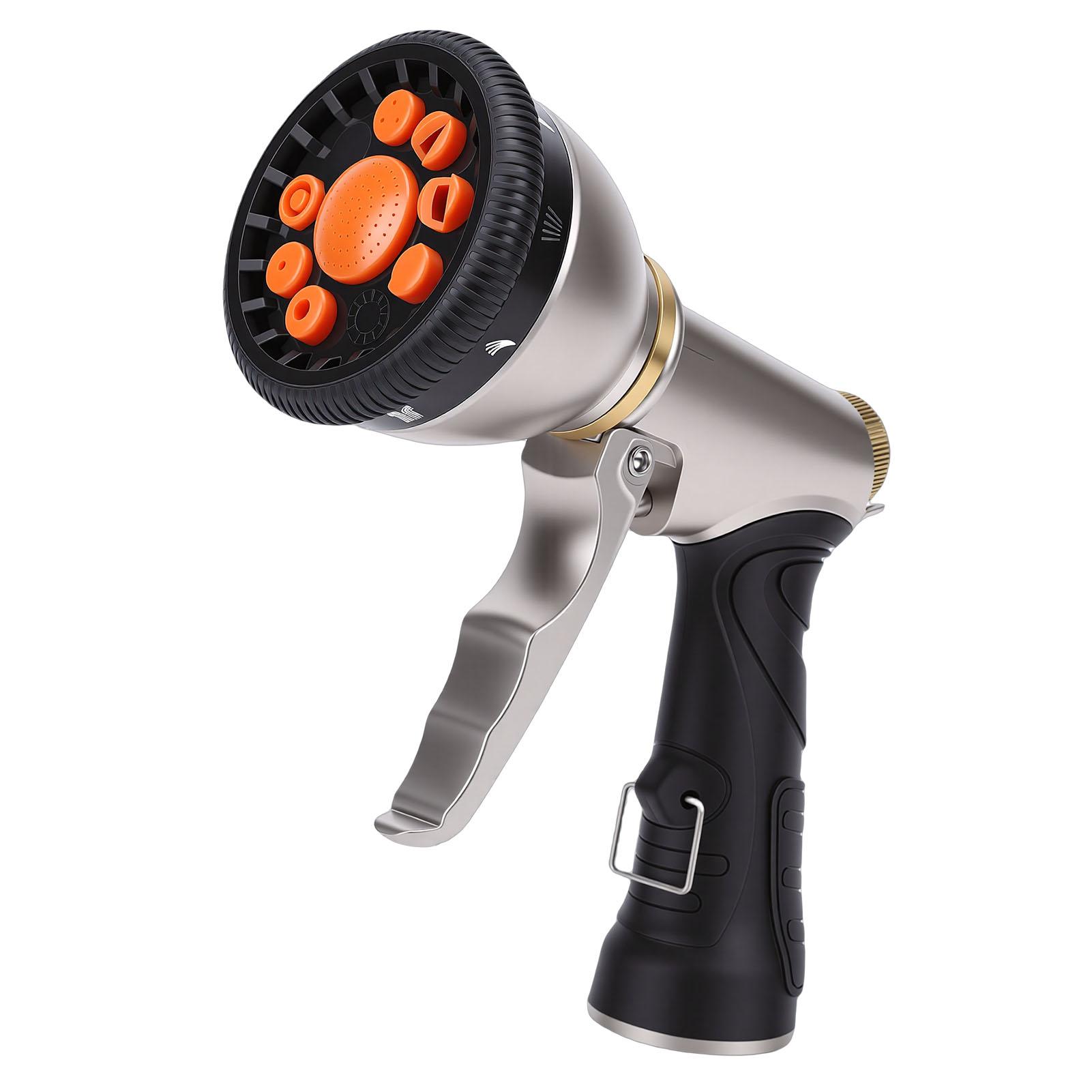 

Garden Hose Nozzle Zinc Alloy 9 Modes Adjustable High Pressure Water Nozzle Sprayer for Gardening Lawn Care Car Cleaning