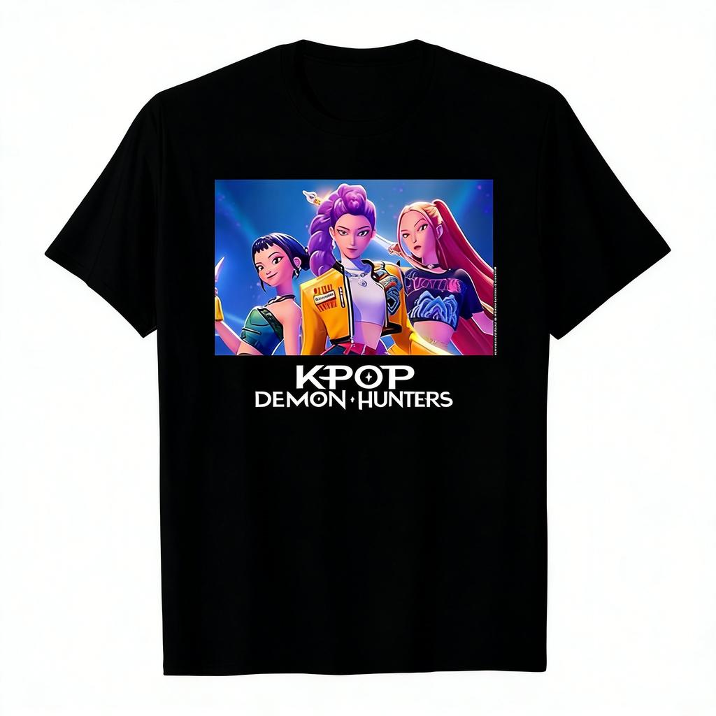 Camiseta Gráfica de Cazadores de Demonios Kpop Anime para Mujer Hombre Manga Corta 2026 Verano Streetwear Estampado de Grupo de Chicas Coreanas Tops de Moda