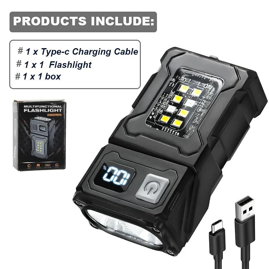 New Multifunctional Super Bright Flashlight Ajustable Angle LED Outdoor Torch Portable Emergency Magnetic Camping Warning Lamp