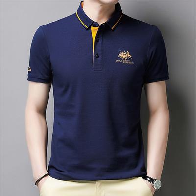 Summer New POLO Shirt for Men, Business Gentleman, Embroidered Lapel, Breathable Short-sleeved T-shirt for Men
