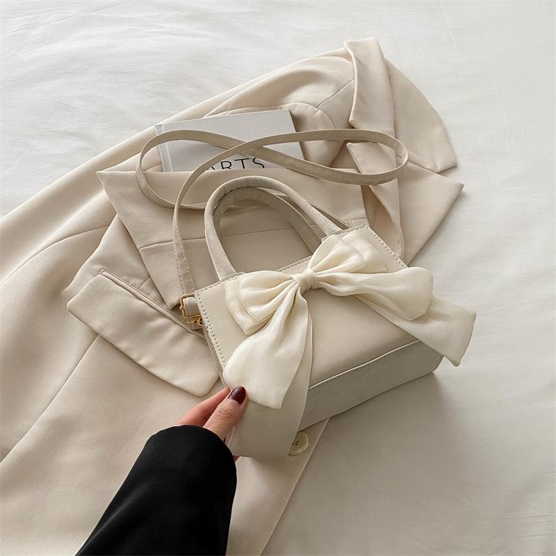 Bow Fashion Korean Version Handbag 2025 Spring and Summer New Versatile Ins Shoulder Messenger Bag Gentle Small Square Bag