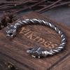 Adjustable Stainless Steel Viking Bear Bracelet for Men with Norse Wooden Box Nordic Wristband