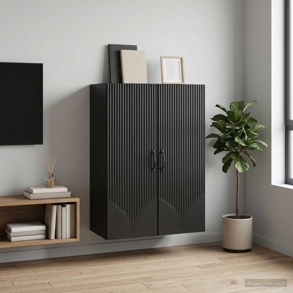 Wall Mounted Cabinet Black 66 x 34.5 x 90 cm Engineered Wood