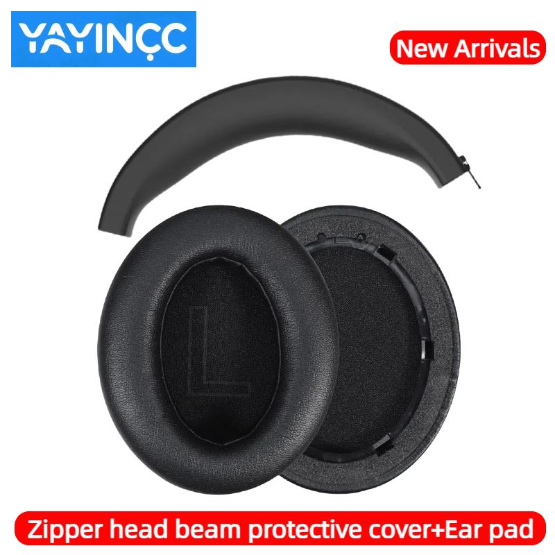 YAYINCC Replacement Earpads Mesh/ Ice Gel / Leather Ear Cushion With Buckle for Anker Soundcore Life Q20 Q20+ Q20I Q20BT Headset