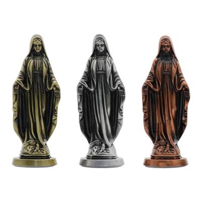 Blessed Mother Statue Zinc Alloy Standing Virgin Mary Figure Decorative Religious Sculpture for Christmas Home Decoration