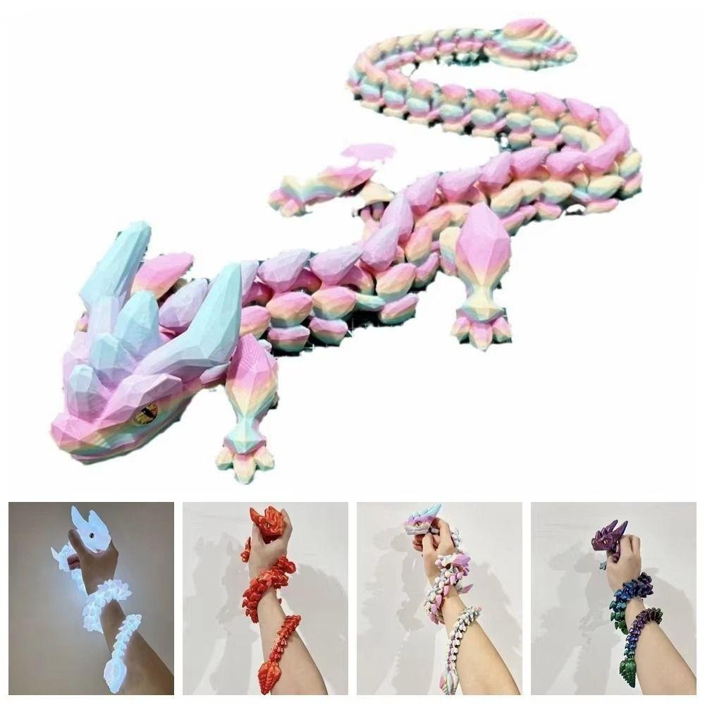 Glow in The Dark Dragon Figurine Simulation Dragon Ornament 3D Printed Horned Dragon  Craft Gift