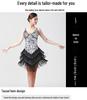 Abito Latino con Frange di Paillettes e Spalline Sottili per Performance e Competizione