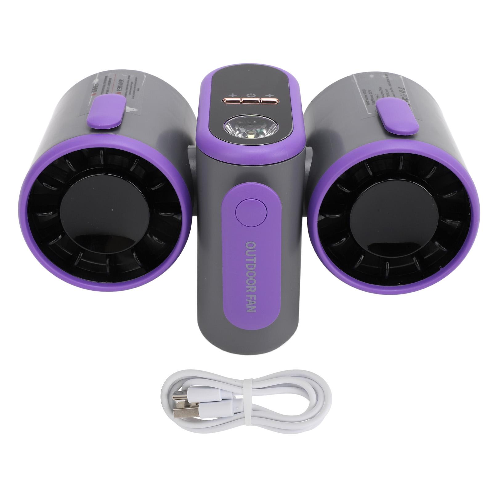 

Portable Waist Fan 3 Speed Outdoor Dual Head Waist Fan with Light Turbo USB Fan 8000mAh Battery for білий