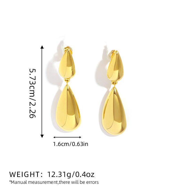 

18K Gold Plated Stainless Steel Waterdrop Earrings for Women Fashion Design Zircon Gift 2024
