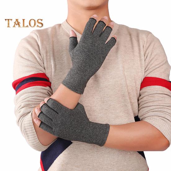 1 Pair Health Care Gloves Balanced Pressure Elastic Wrap Lightweight Neat Seams Half-Finger Design for Cycling Driving Fitness Touchscreen Mountain