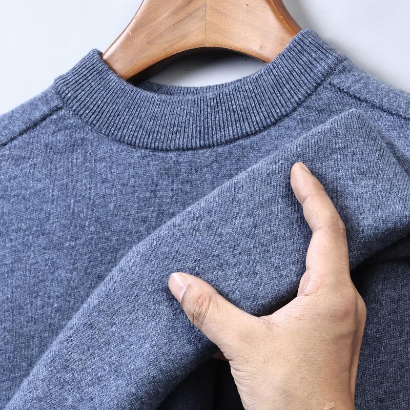 Hengyuanxiang Men's 100% Pure Wool Round Neck Sweater