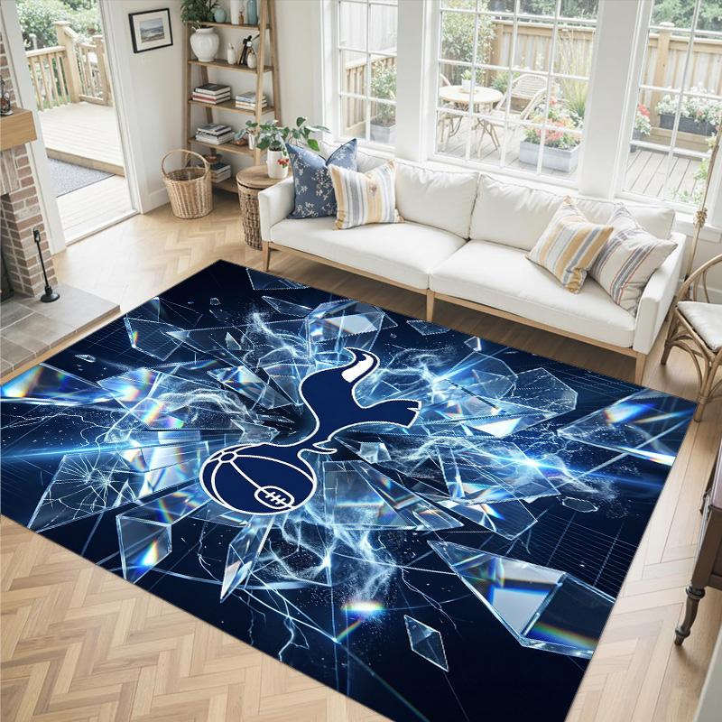 Tottenham Hotspur Design Crystal Velvet Carpet Cozy Non?Slip Printed Rug For Bedroom Living Room Entrance