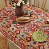 Bohemian Fringed Tablecloth American Retro Jacquard Cotton Linen Heavy Duty Dining Table Cover