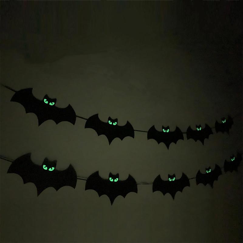 Halloween Svítící Oči Netopýr Papírový Banner Závěsná Girlanda Vlajka Pro Halloween Dětská Narozeninová Párty Domácí Dekorace Rekvizity